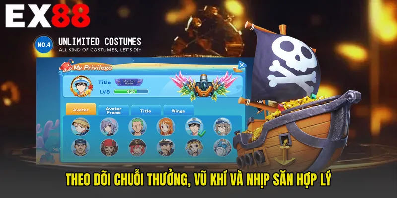 Theo dõi chuỗi thưởng, vũ khí và nhịp săn hợp lý